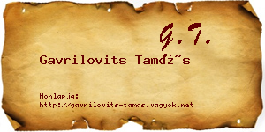 Gavrilovits Tamás névjegykártya